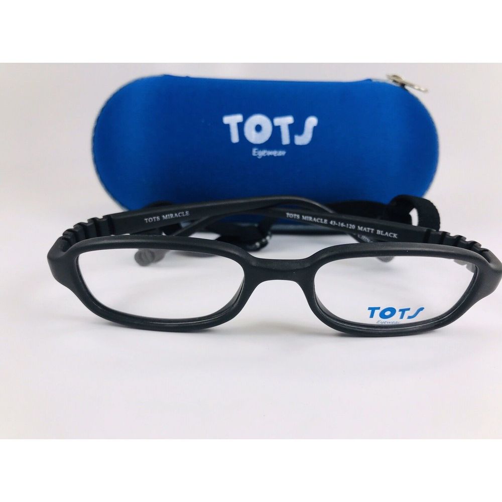 New TOTS Matte Black MIRACLE Eyeglasses for KIDS 43mm with Case & Strap